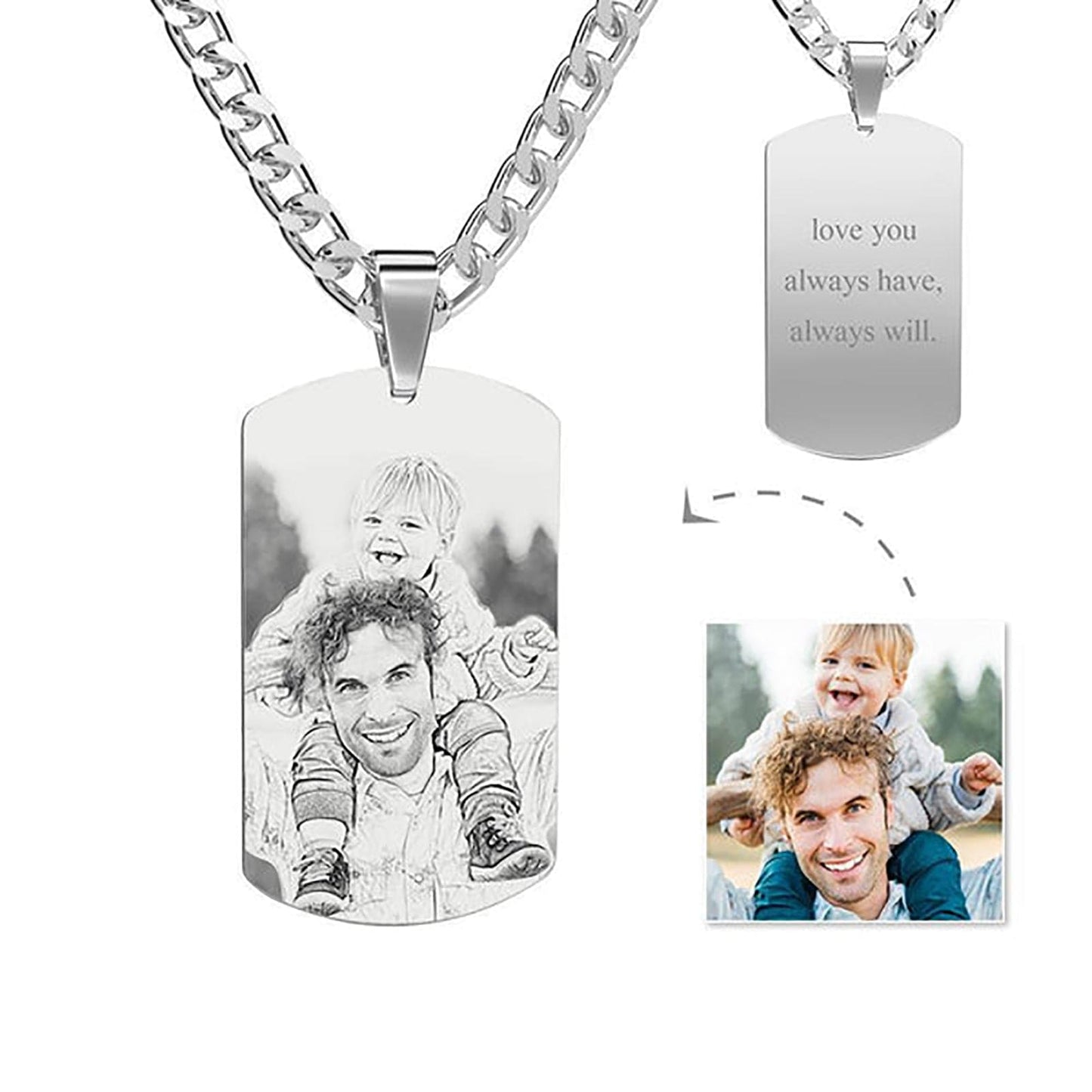 Necklace Engraved Necklace Pesonalized Photo Necklace